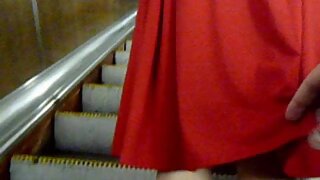 UT_1406#Girl in a long red dress! I've quietly raised her loose skirt, making public upskirt 