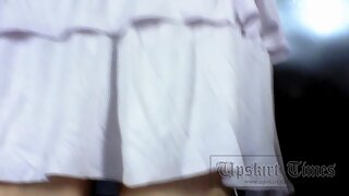 UT_1604#Girl in a loose white skirt, my next upskirt porn model. Large round butt in white th