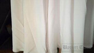 UT_3836#Upskirt blonde in a wide white skirt. Our operator brazenly lifted her skirt and film