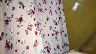 UT_4226#Upskirt tanned brunette in a long multicolored dress. Our operator spent a long time 