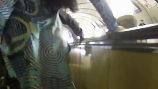 UT_801#I met cool brunette in a short dress, and I had to run after her on the escalator. Fo