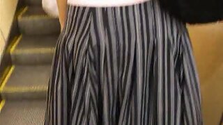 UT_396#I met a cute fem in a long grey skirt. She didn't notice anything, when I was shootin