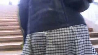 UT_184#Tall brunette in a checked skirt! I caught her up at the stairs and I managed to upsk
