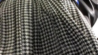 UT_3310#Blonde in a wide plaid skirt. Our operator brazenly lifted her skirt and shot close-u