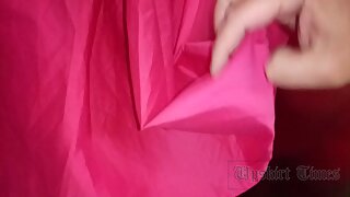 UT_4603#Under the skirt of a girl in a long pink dress. Our operator brazenly lifted her skir
