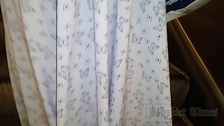 UT_3329#Straw blonde with no panties in a long blue dress. Our operator rummaged for a long t