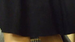UT_123#A fem in a black dress and tights. Her panties might be white, but I couldn't define 