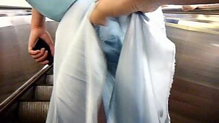UT_1540#Girl in a long blue skirt. I've picked in folds of her skirt for a long, before I've 