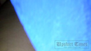 UT_2814#Girl in blue skirt beneath which were crimson translucent panties. Several times I wo