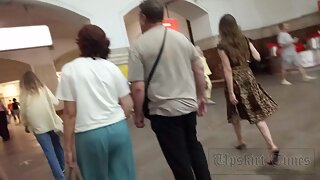 Ut_5978# Upskirt of a slender girl in a leopard print dress. Our cameraman brazenly lifted her