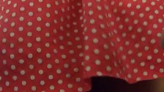 UT_072#Tanned blond in a short polka dot dress! There were a lot of people and I didn't want