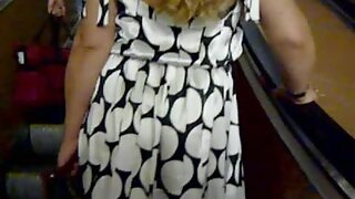 UT_1123#A fat blonde in a wide white skirt! Huge hips, big ass and black panties! I took some