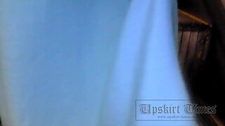 UT_2248#Let's meet the brunette diva in long blue skirt. The camera was about ten seconds up 