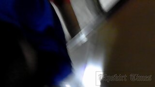 UT_2521#Young girl in short blue skirt. Our operator was raising her skirt few times and made